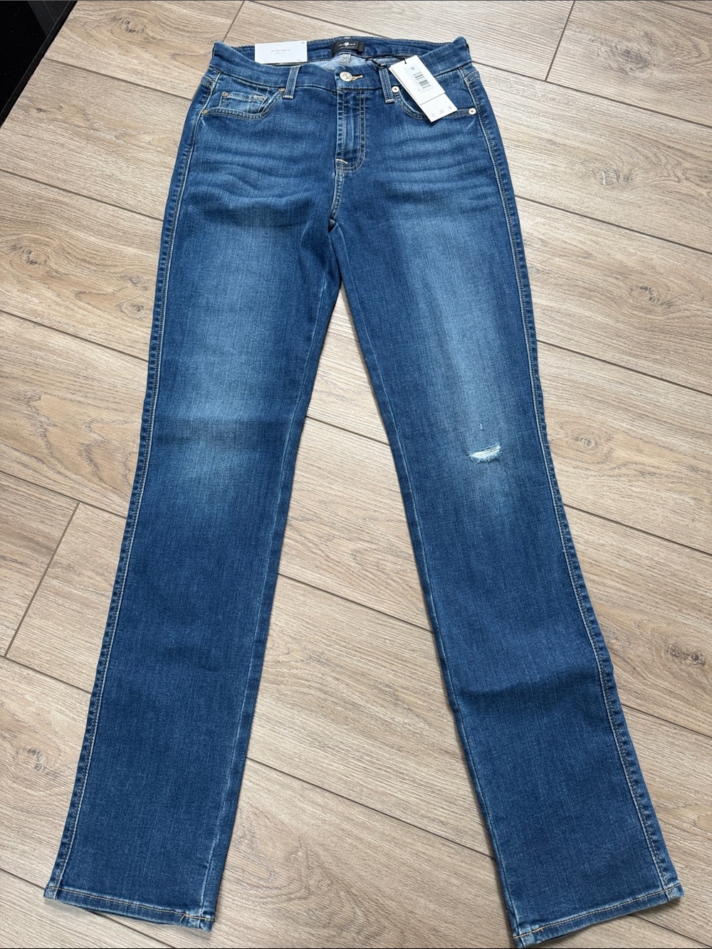7 For All Mankind Women's Straight-Leg Jeans in Dark Blue Wash
